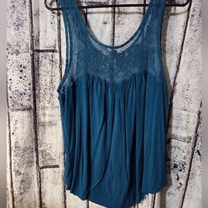 Persaya Teal Lace Tank Top